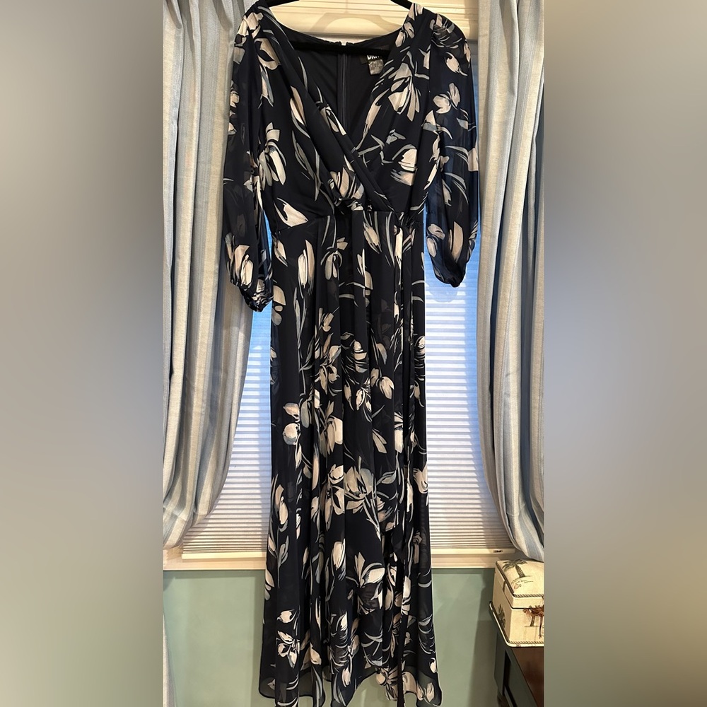 DKNY Navy and White Floral Dress